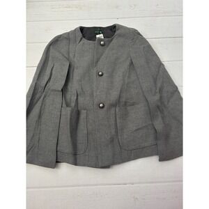 Stile Benetton Tweed Grey Wool‎ Blend Coat Cape Jacket, Size 4